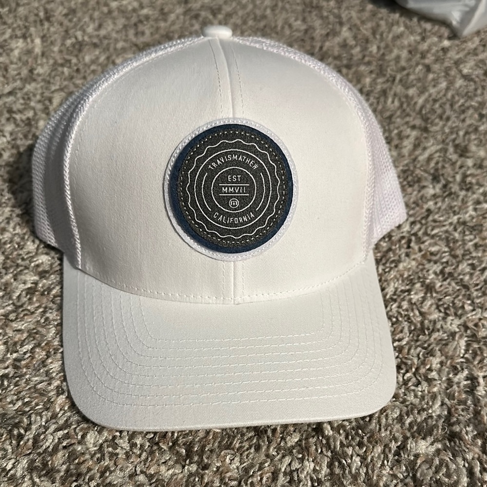 Travis Mathew White and Blue Baseball Hat